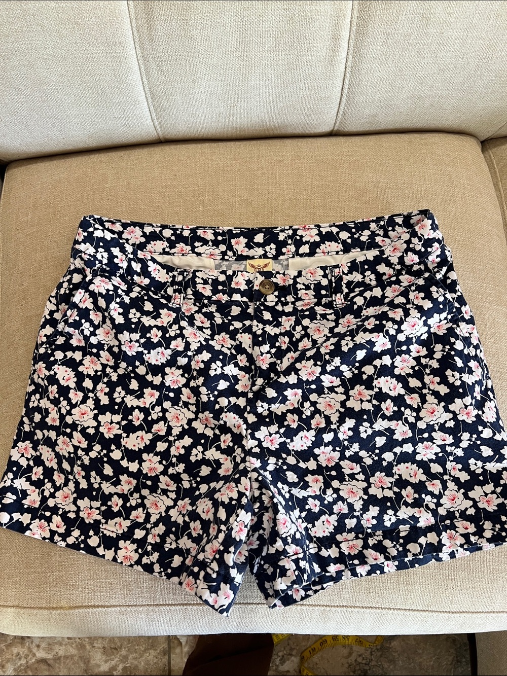 Women’s Faded Glory Floral Print Women's Shorts - Navy with Pink Flowers